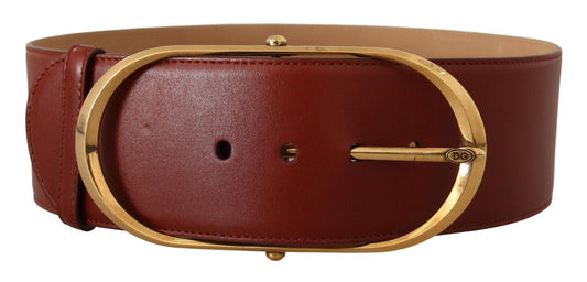 Elegant Maroon Leather Belt with Gold Accents