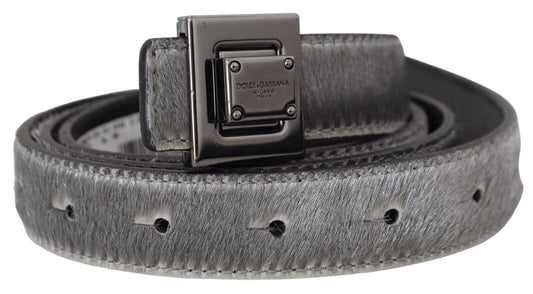 Elegant Silver Leather Designer Belt