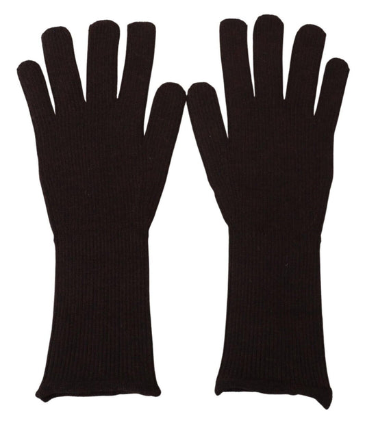 Brown Cashmere Silk Hands Mitten Mens Gloves