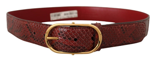 Elegant Red Snakeskin Leather Belt