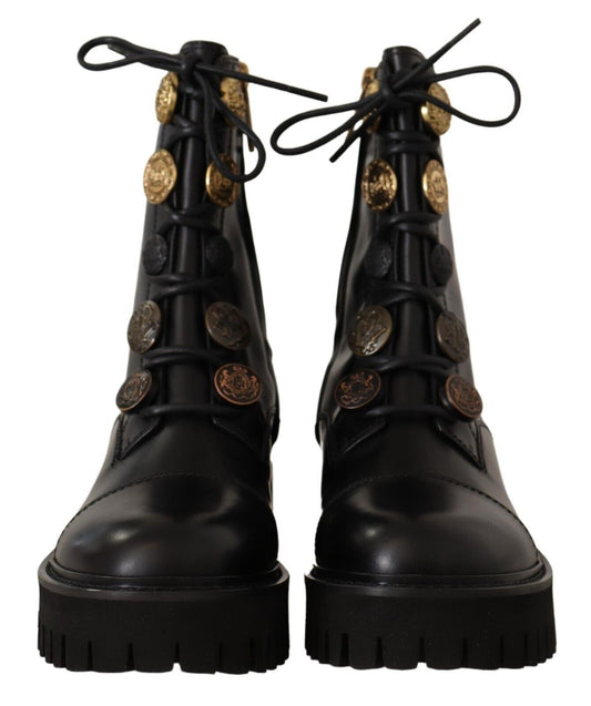 Authentic Leather Biker Boots in Chic Black