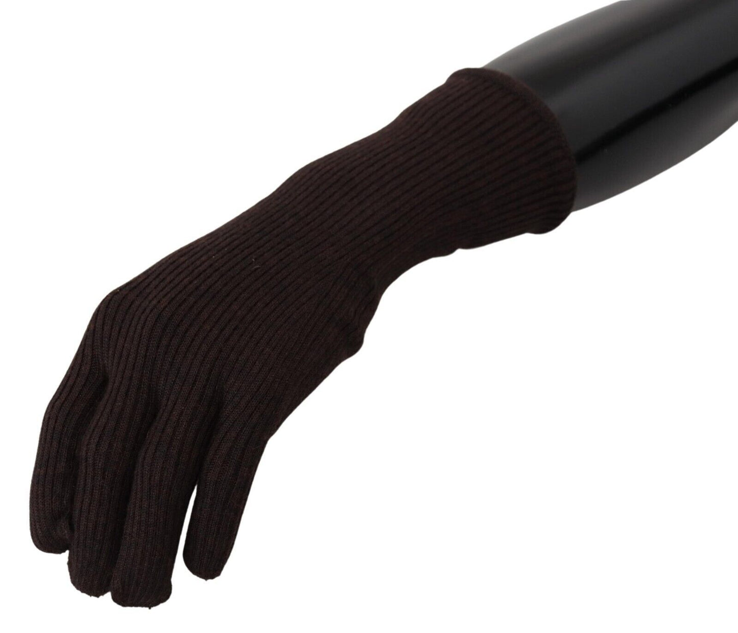 Elegant Silk Cashmere Brown Gloves