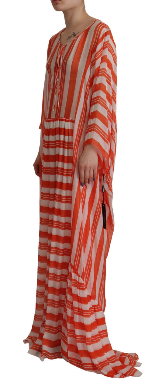 Elegant Striped Silk Maxi Dress