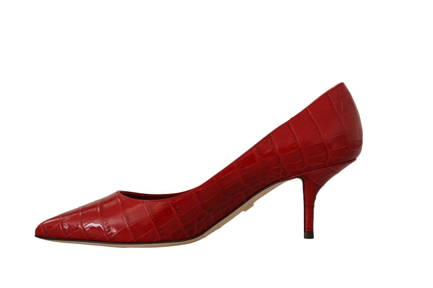 Elegant Red Leather Mid-Heel Pumps