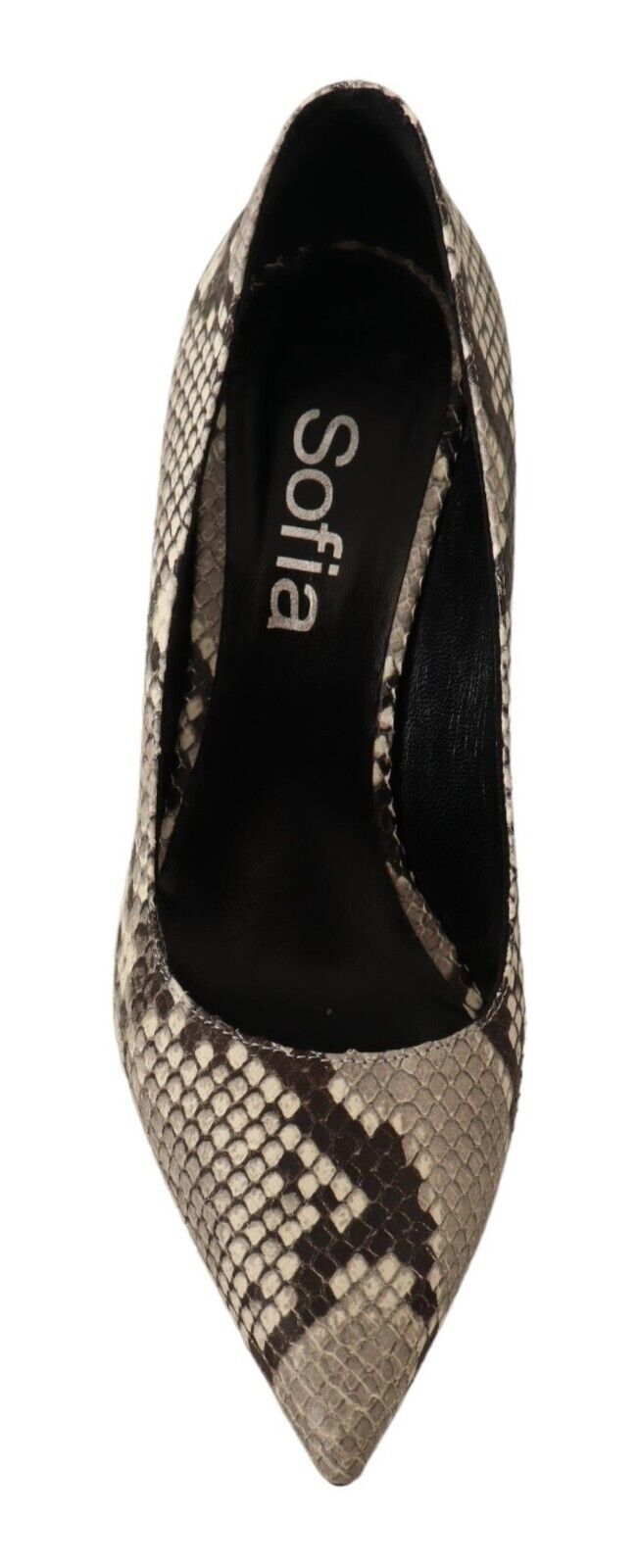 Chic Gray Snake Print Leather Heels