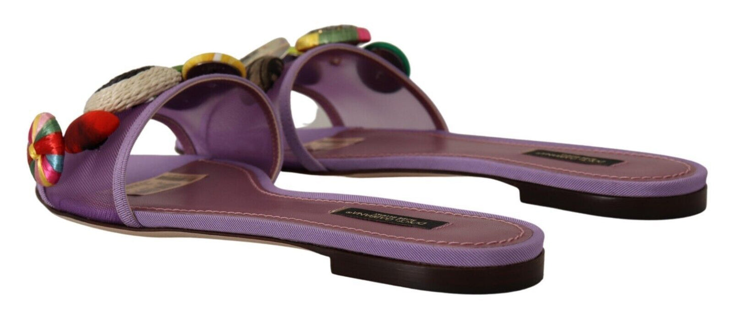 Elegant Purple Mesh Slide Flats