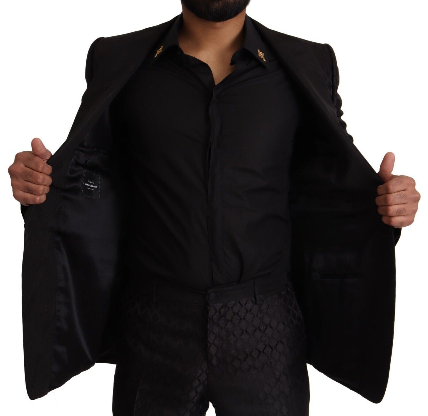 Elegant Black Silk Two-Piece Suit