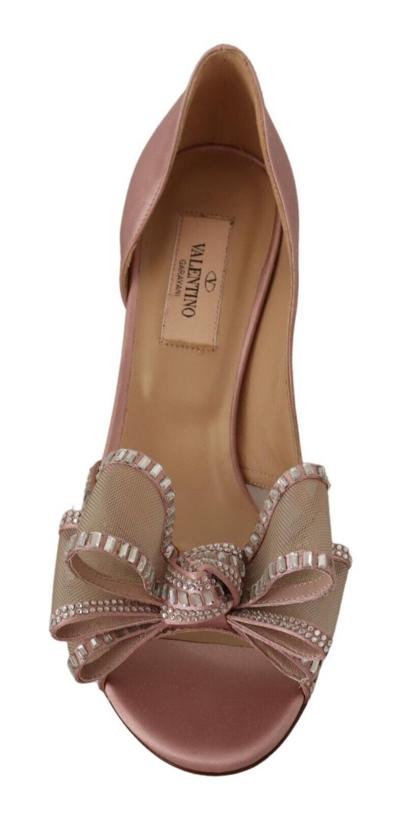 Elegant Pink Satin Crystal Bow Heels