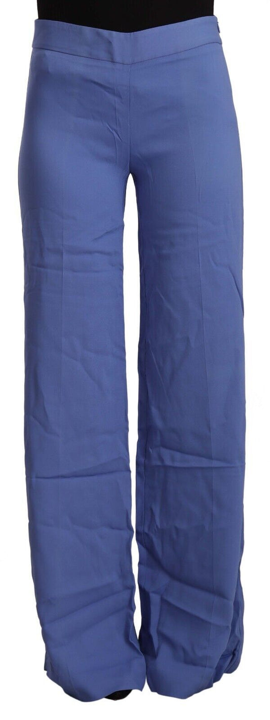Chic Wide-Leg High Waist Blue Trousers