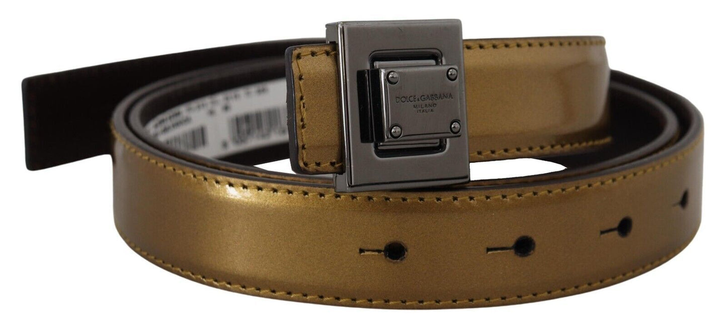 Gold Square Buckle Leather Belt