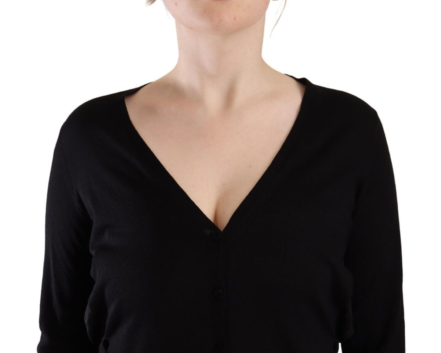 Elegant Black V-Neck Wool Pullover