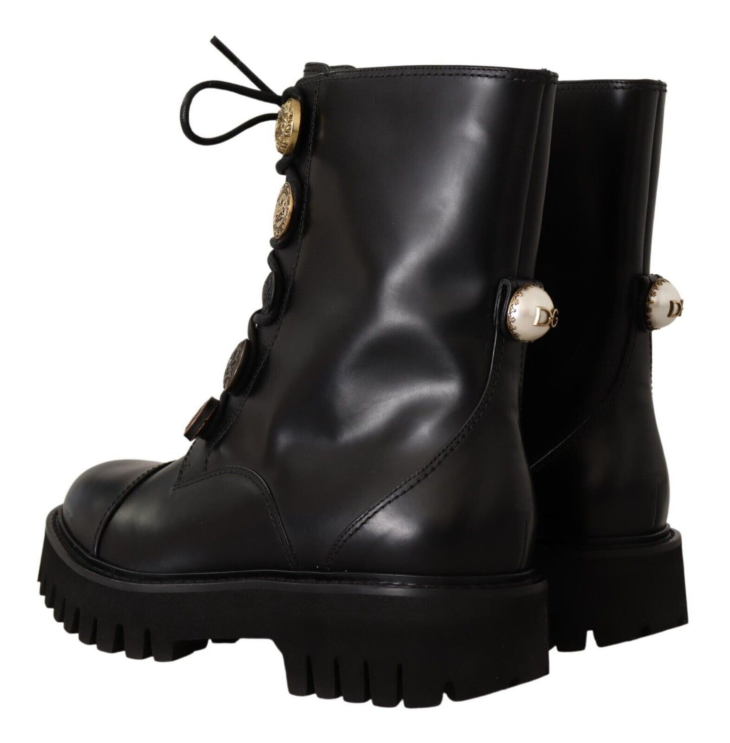 Authentic Leather Biker Boots in Chic Black