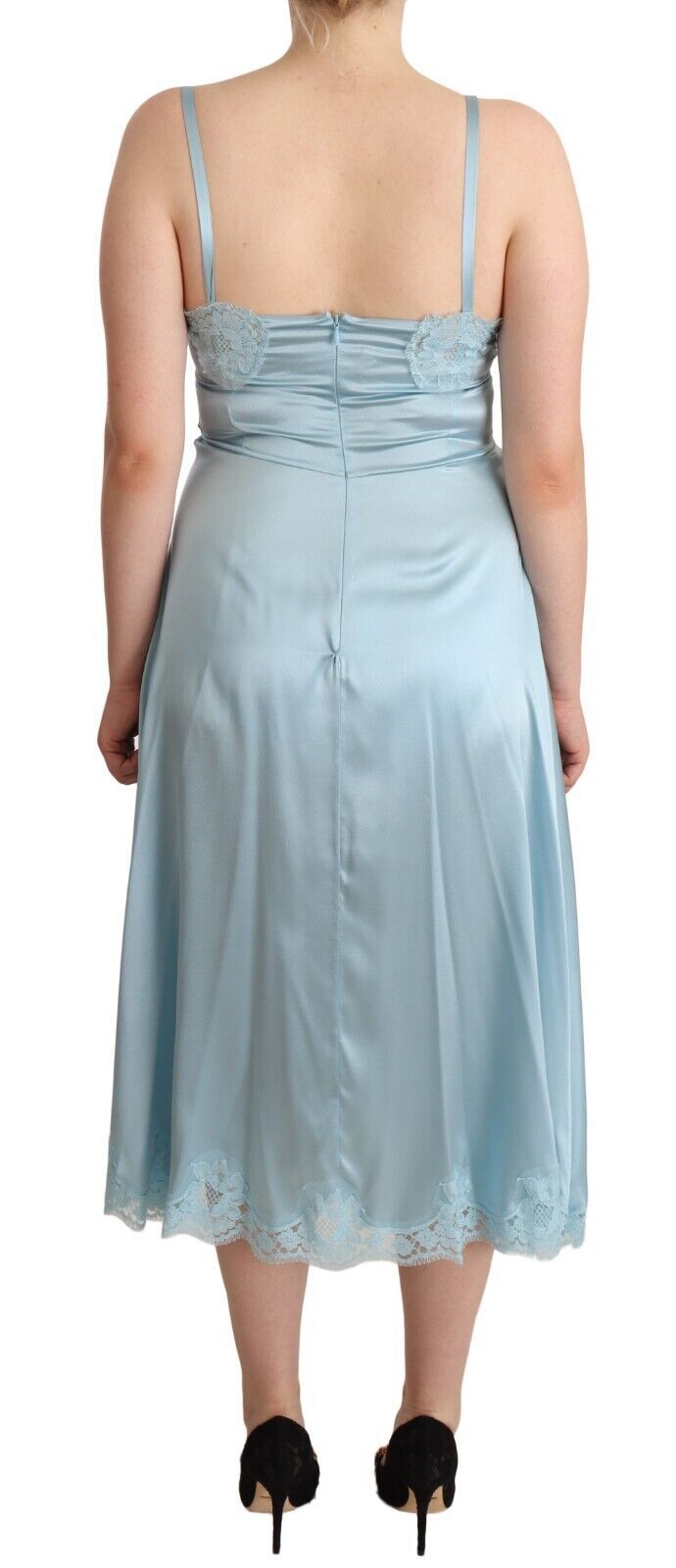 Elegant Lace Trim A-Line Midi Dress
