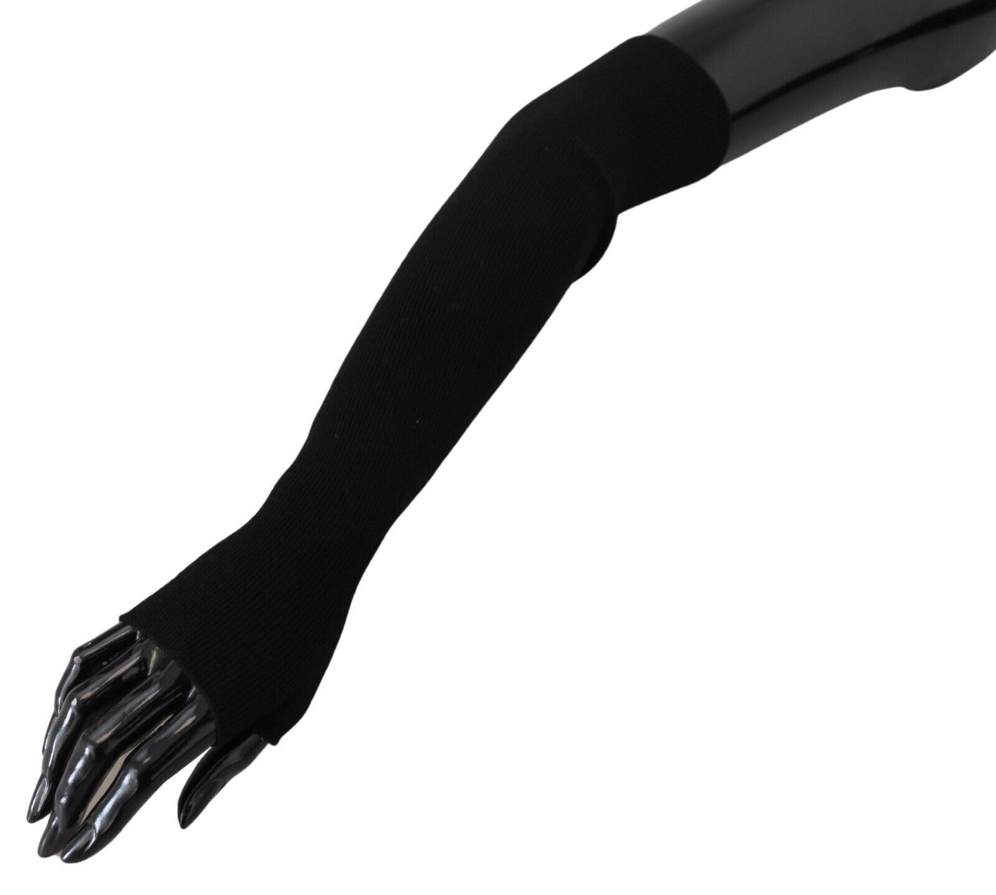 Black Knitted Elbow Length Gloves