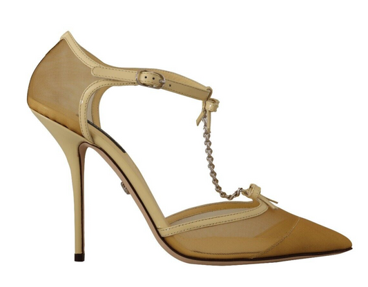 Elegant Yellow Mesh Heels For Special Occasions