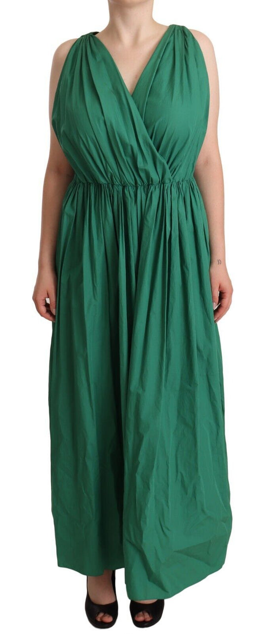 Elegant Deep Green Sleeveless A-Line Dress
