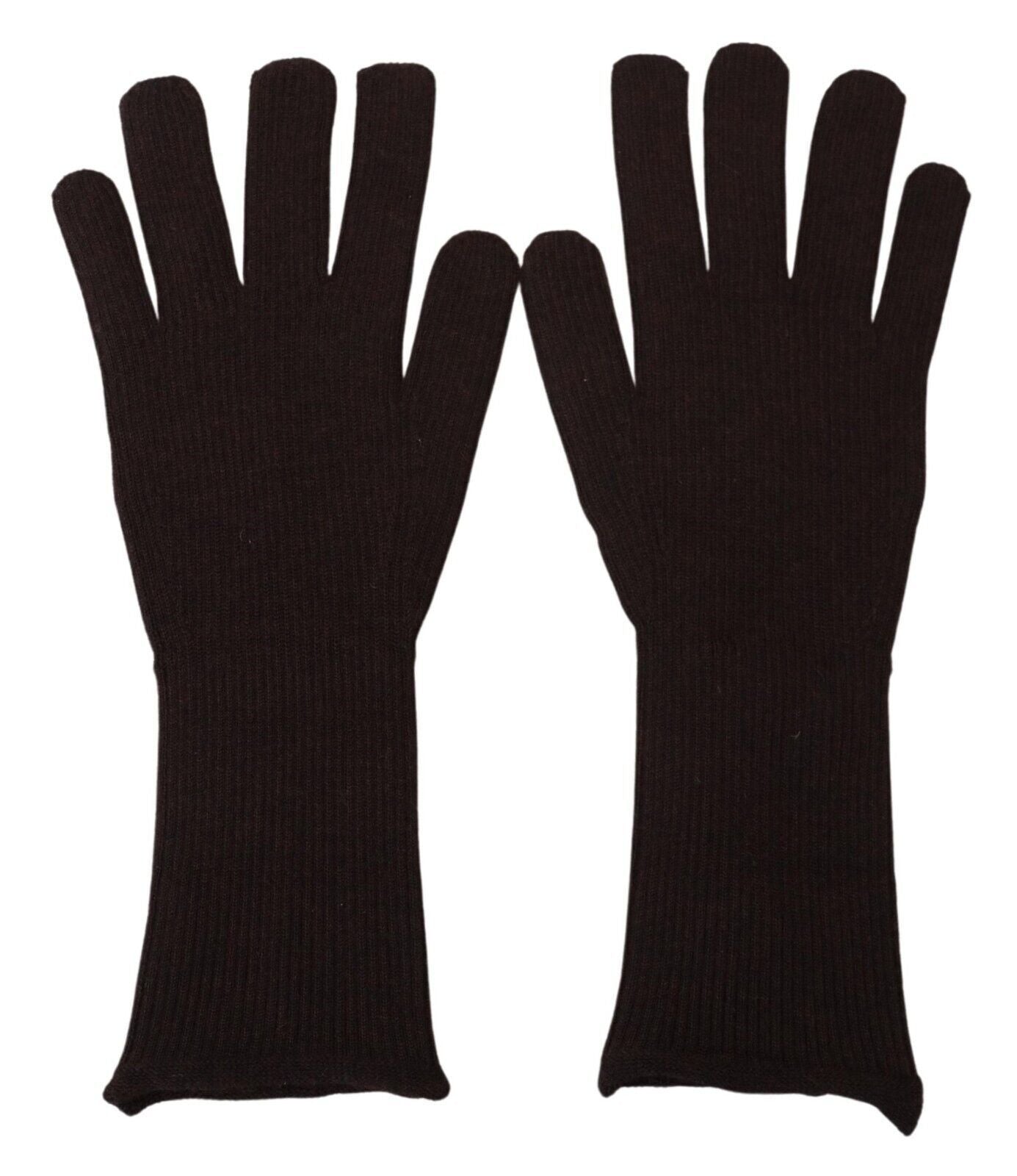 Elegant Silk Cashmere Brown Gloves