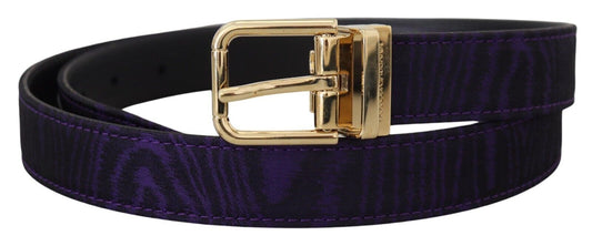Elegant Purple Jacquard Leather Belt