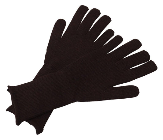 Brown Cashmere Silk Hands Mitten Mens Gloves