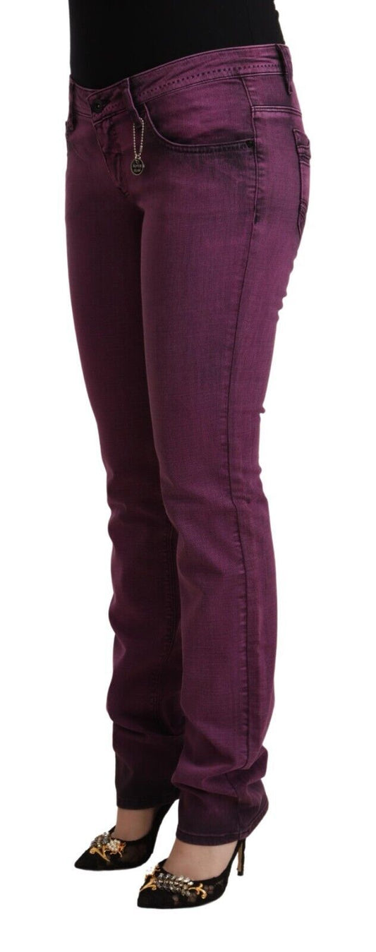 Purple Cotton Stretch Slim Fit Denim Jeans