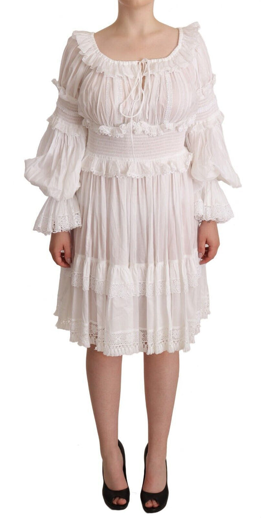 Elegant Off-Shoulder Ruffled Dress in White