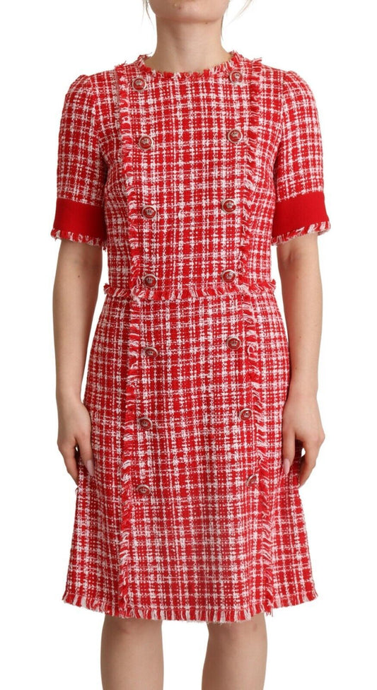 Chic Checkered Sheath Knee-Length Dress