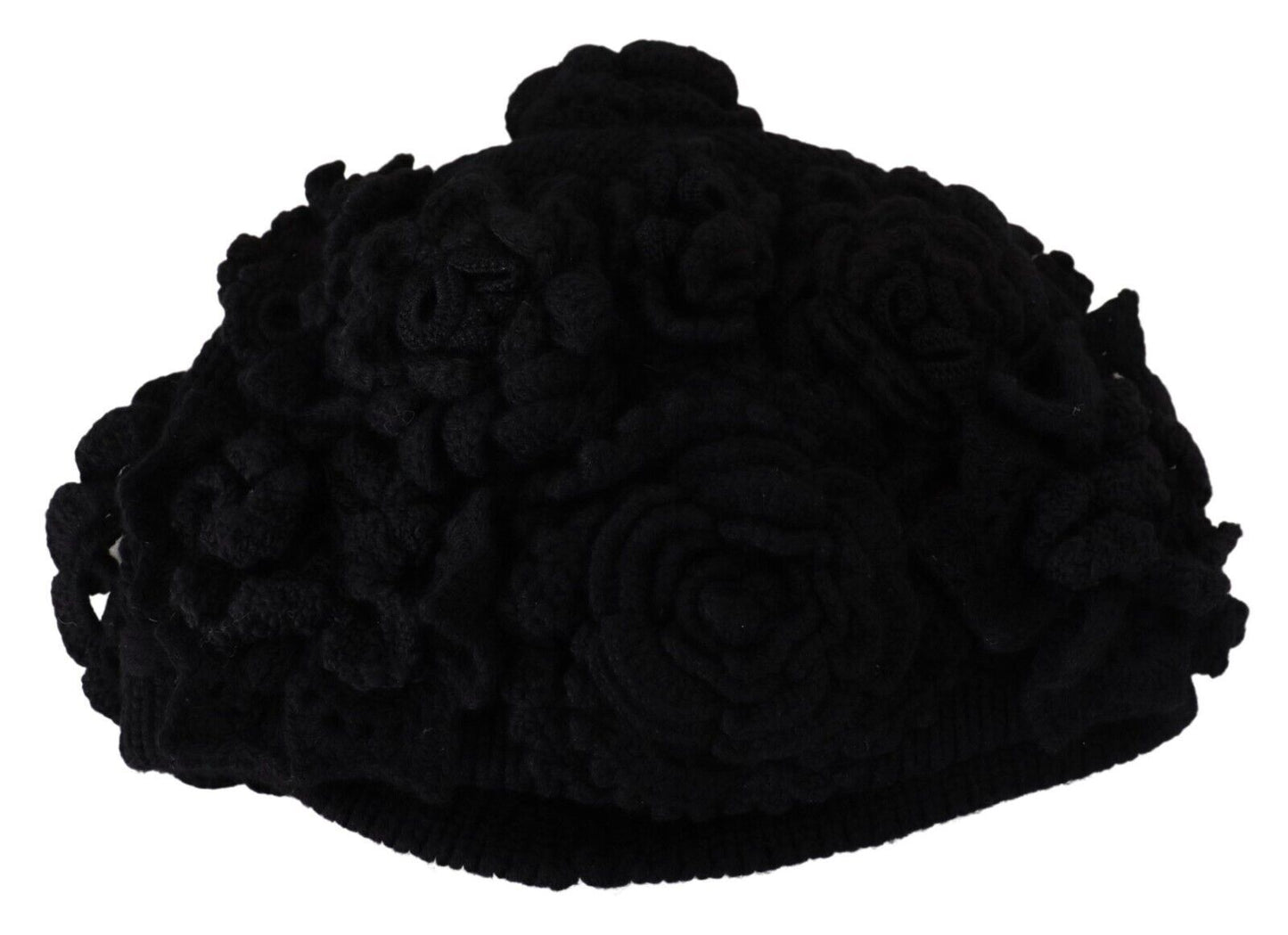 Elegant Black Virgin Wool Beanie Hat