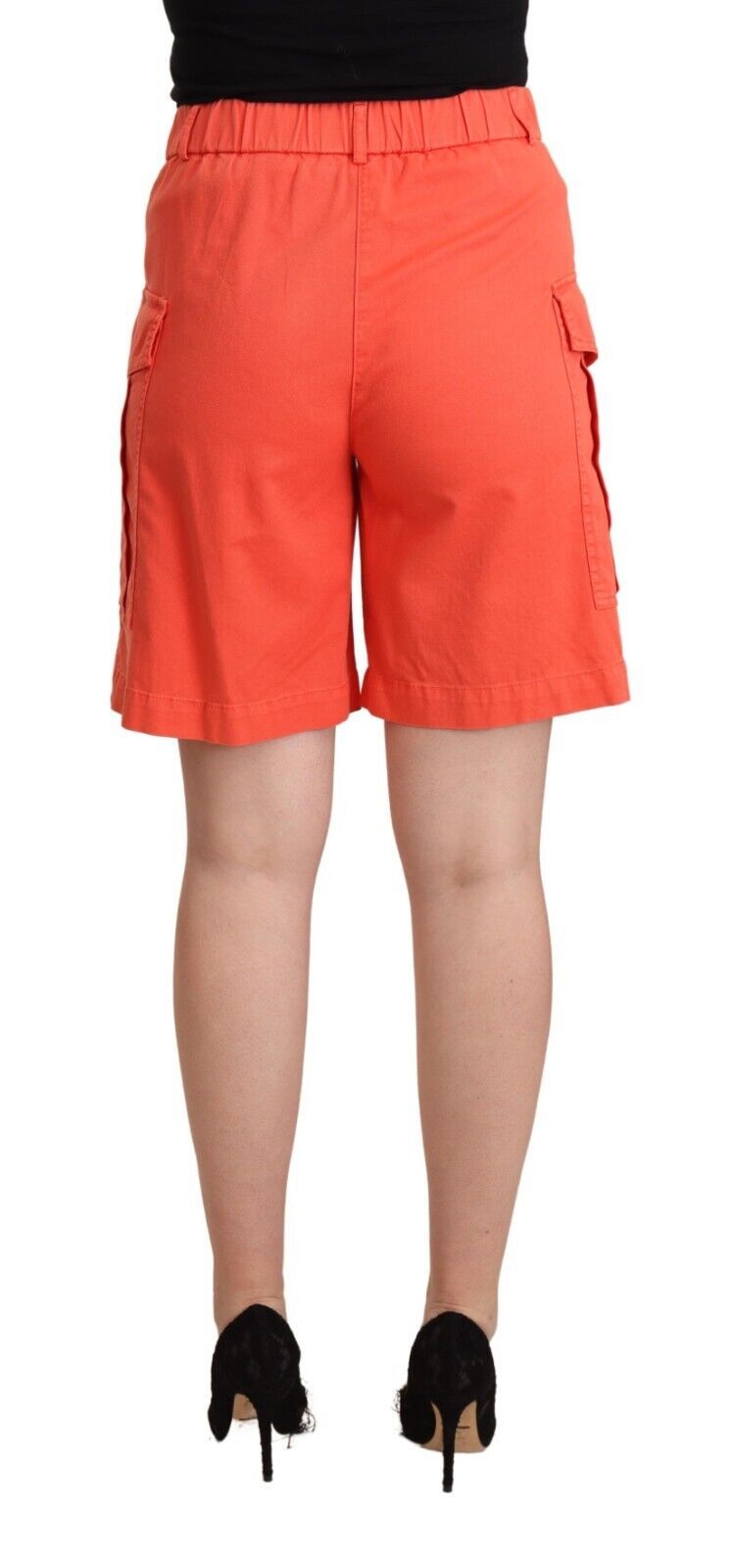 Chic High-Waisted Cargo Shorts in Vibrant Orange