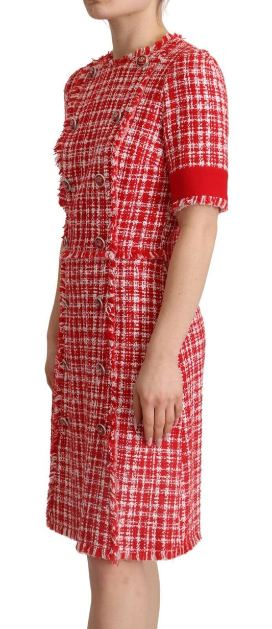 Chic Checkered Sheath Knee-Length Dress