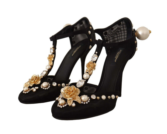 Elegant Embellished T-Strap Heels Sandals