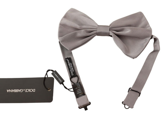 Elegant Silver Grey Silk Bow Tie