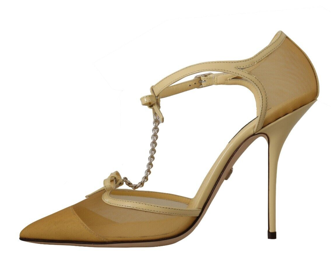 Elegant Yellow Mesh Heels For Special Occasions