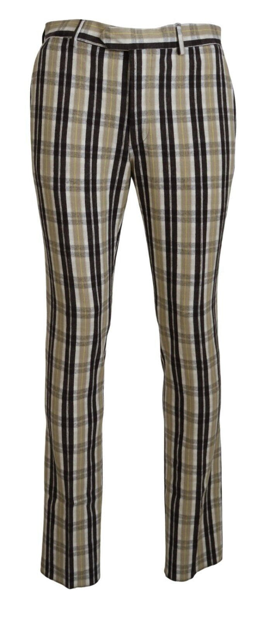 Chic Multicolor Checkered Cotton Pants