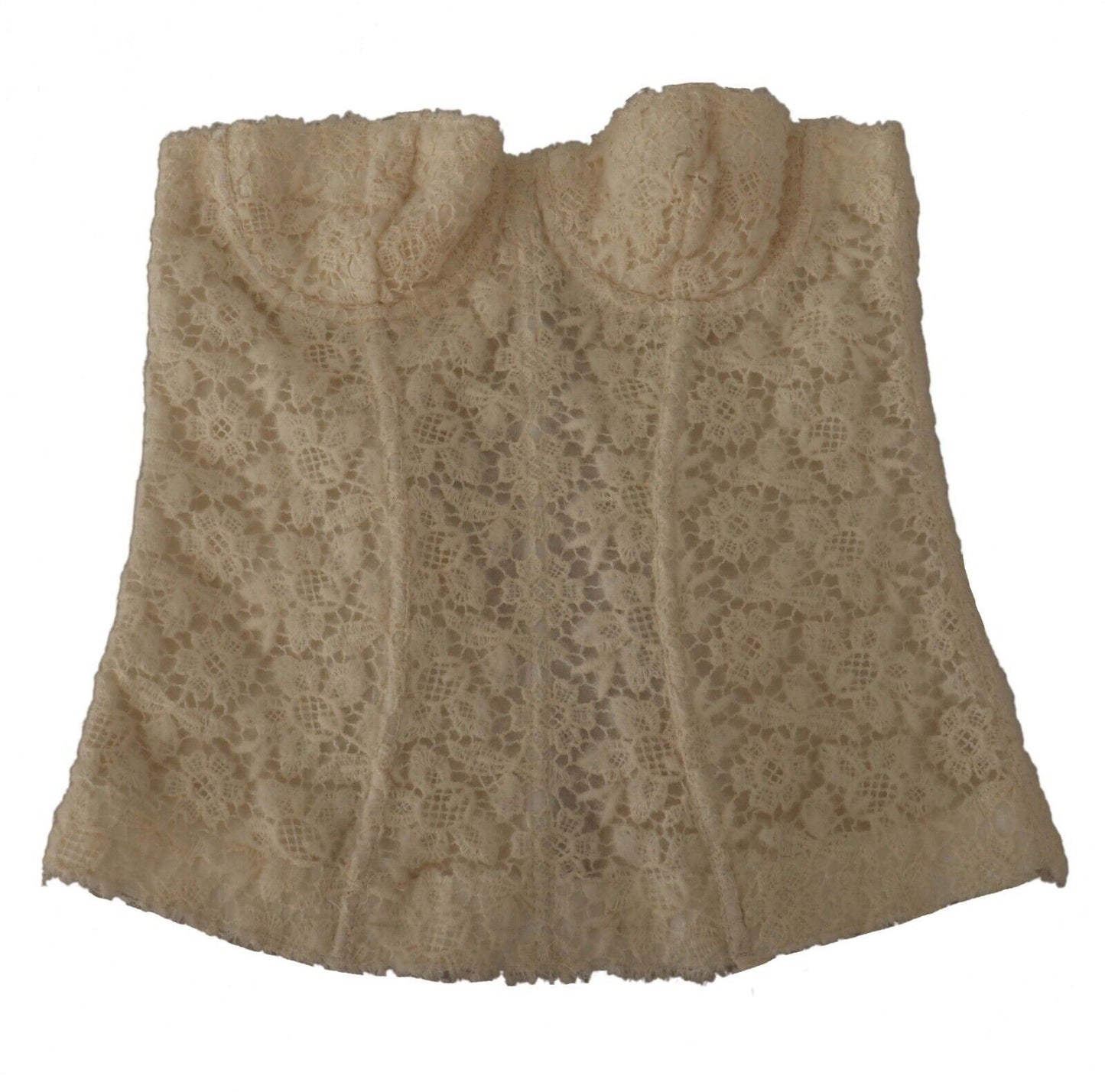Chic Off-White Floral Lace Corset Top