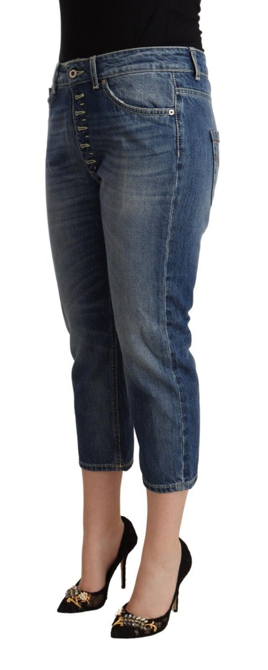Elegant Mid-Waist Cotton Denim Jeans