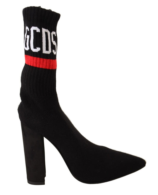 Chic Suede Ankle Boots with Logo Socks Accent