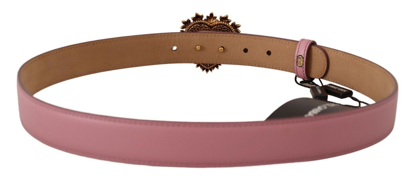 Elegant Pink Patent Heart Buckle Belt