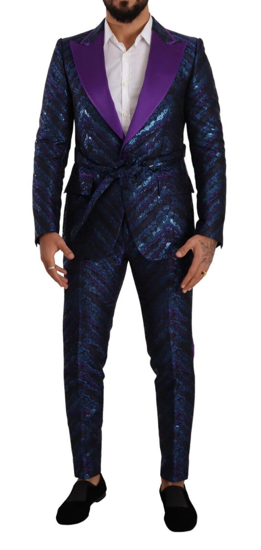 Metallic Blue Slim Fit Designer Suit