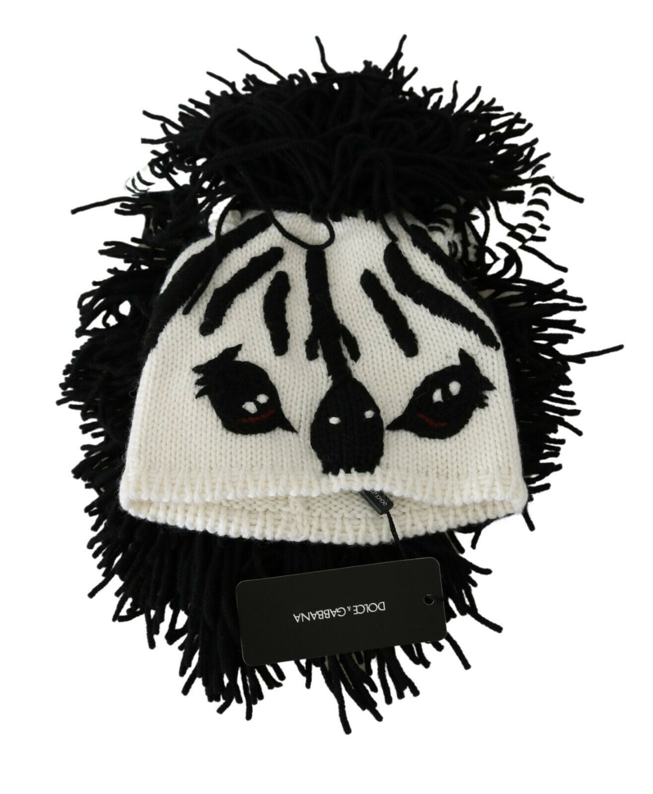 Black and White Knitted Cashmere Beanie