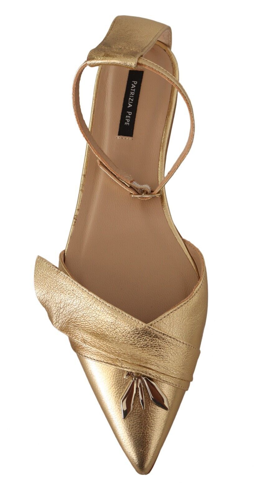 Elegant Gold Leather Flat Sandals Boots