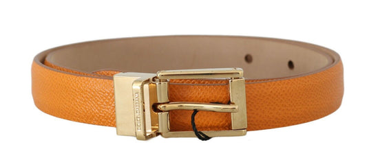Elegant Dauphine Leather Waist Belt in Orange