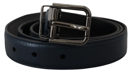 Elegant Dark Blue Leather Belt