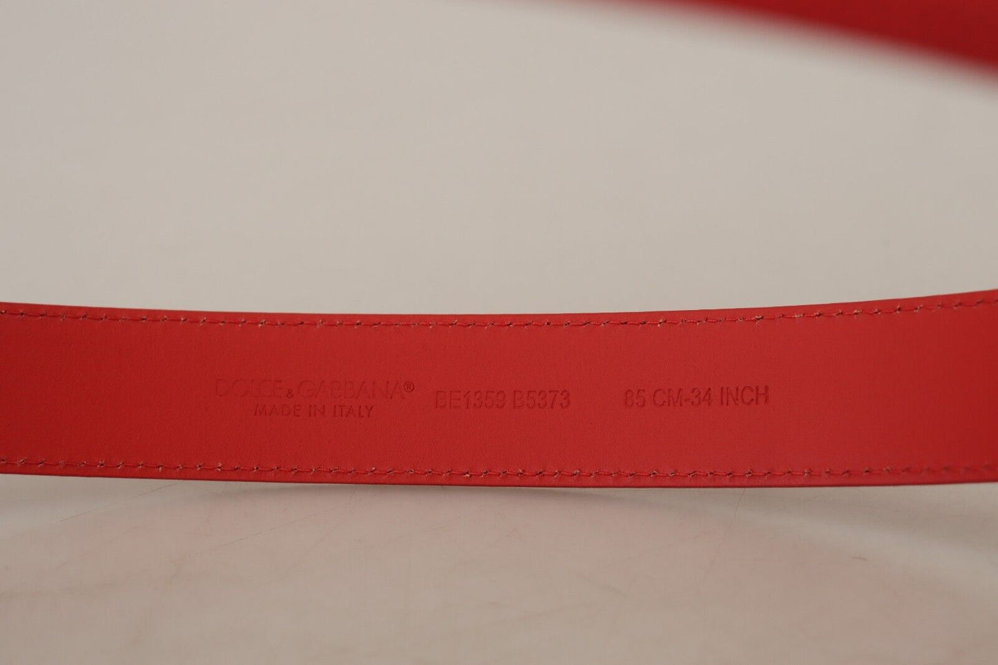 Elegant Red Leather Engraved Buckle Belt