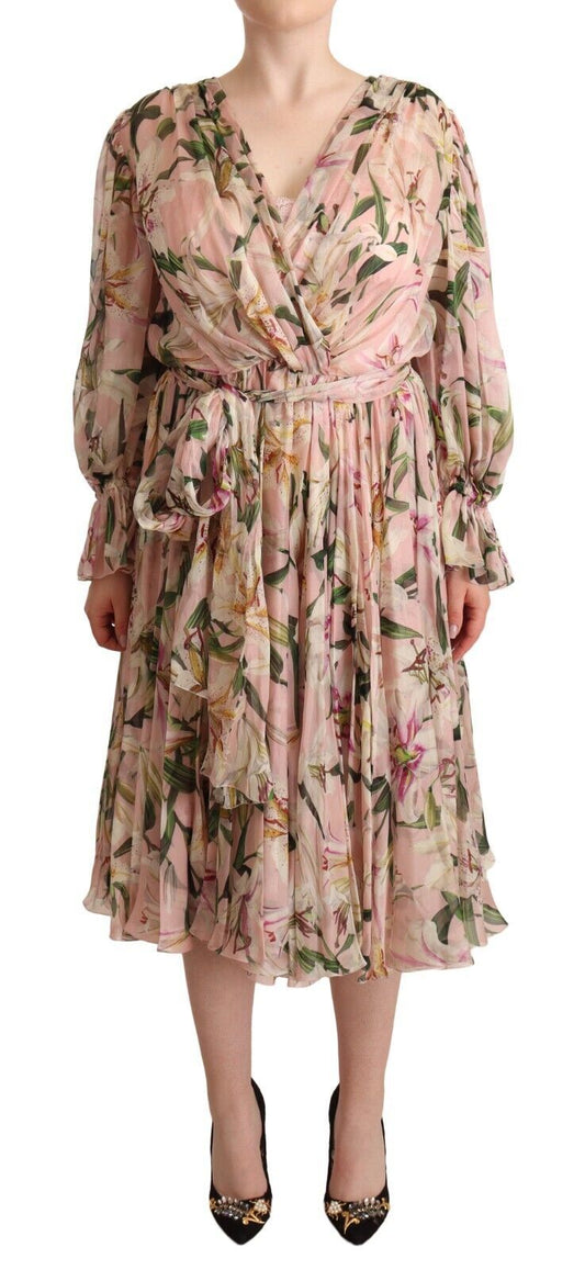 Elegant Floral Silk Midi Dress