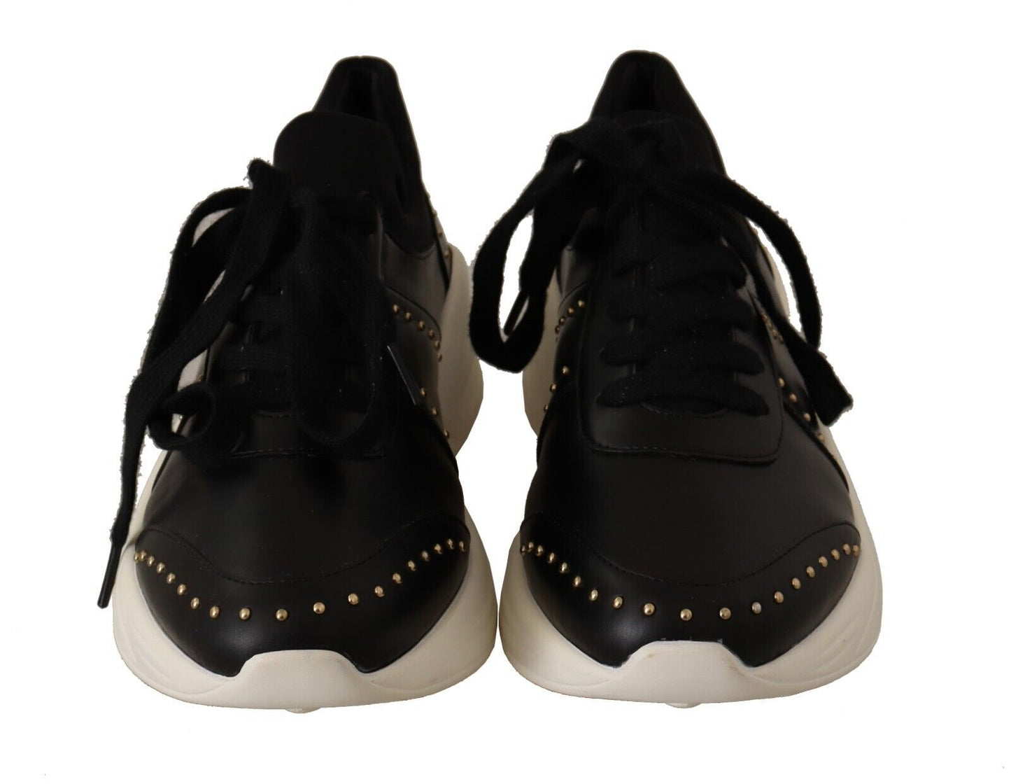 Chic Black Lace-Up Leather Sneakers