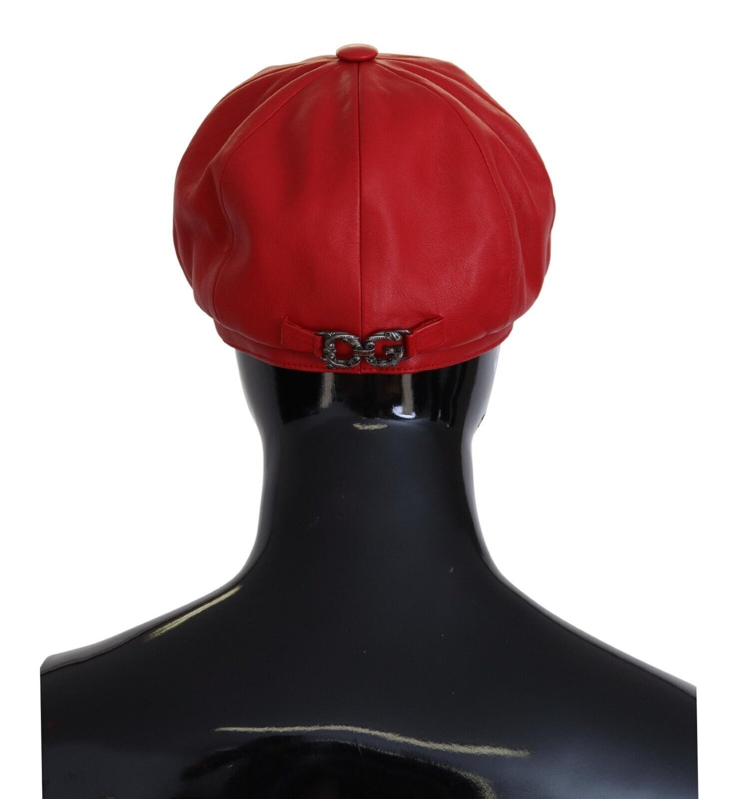 Exquisite Red Leather Cabbie Hat