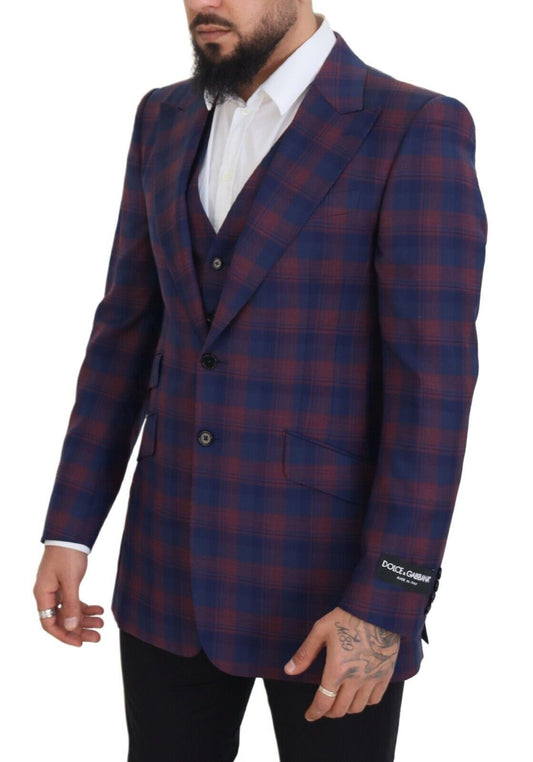 Elegant Purple Wool Blazer and Vest Set