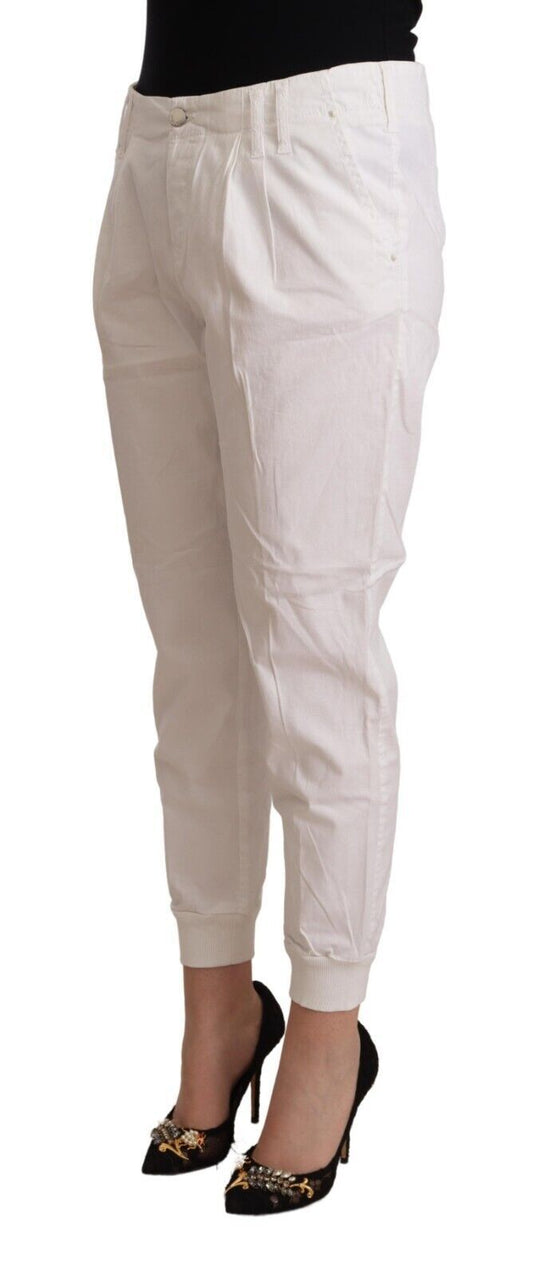 Chic White Tapered Cropped Pants