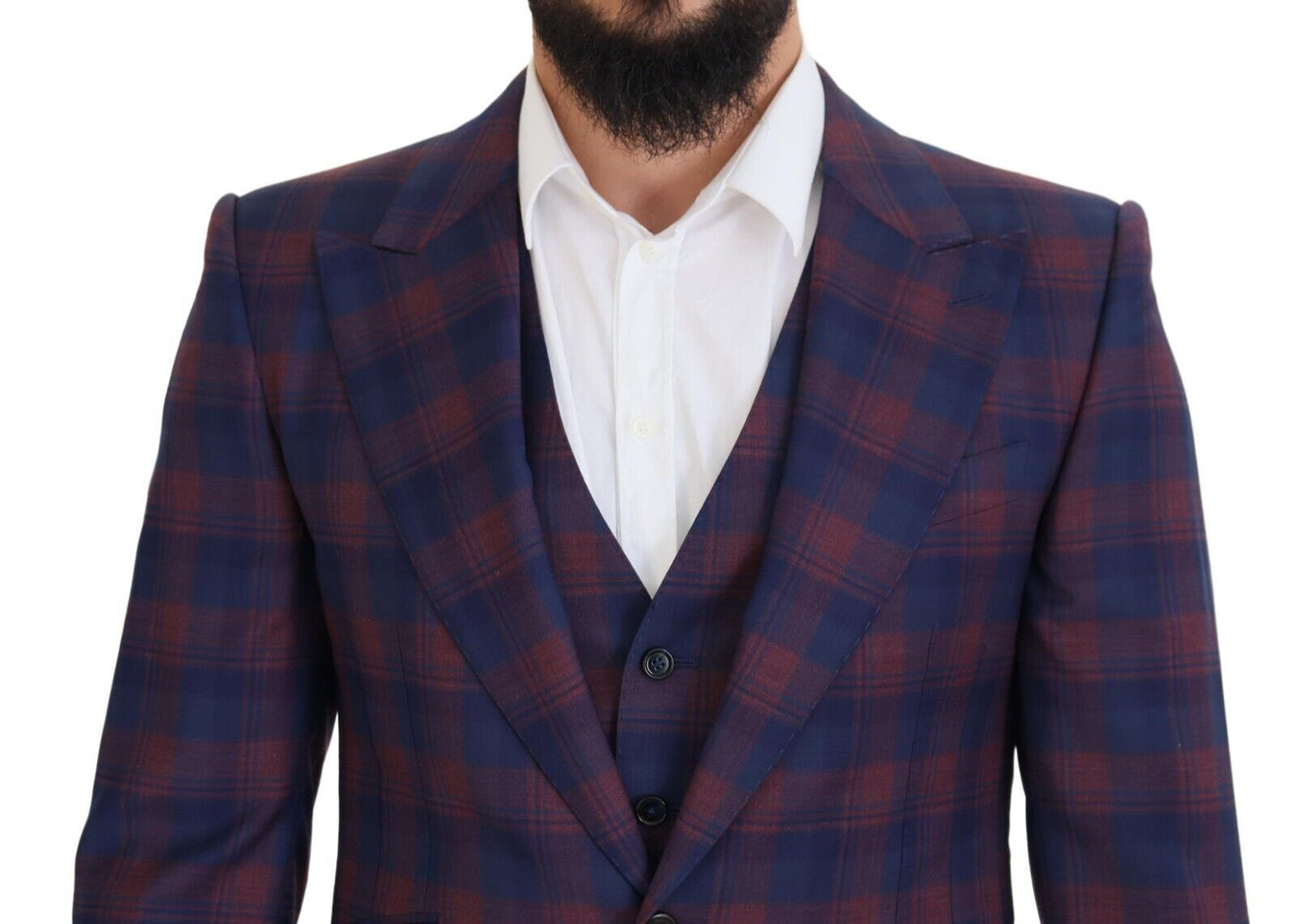 Elegant Purple Wool Blazer and Vest Set
