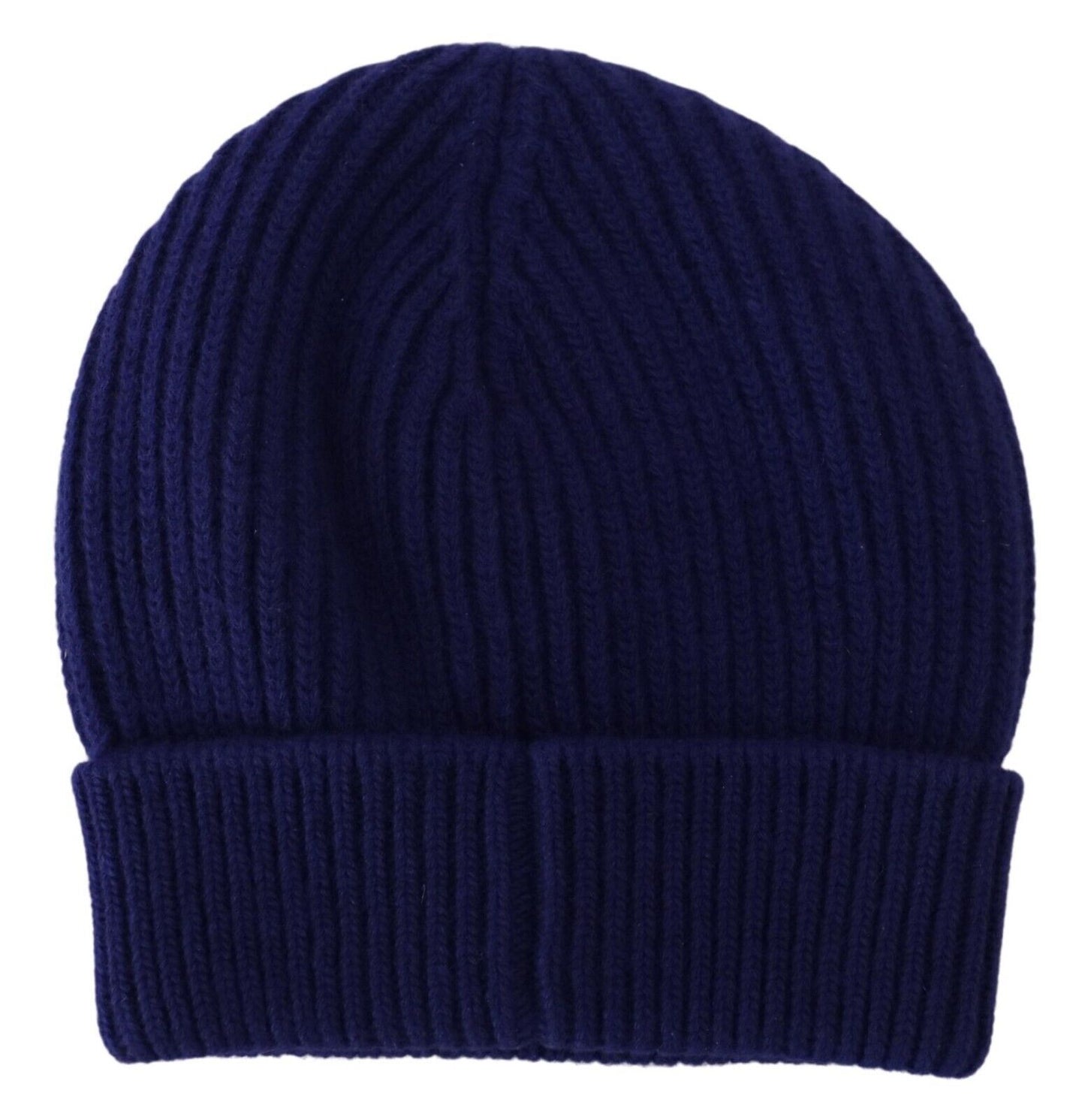 Elegant Blue Virgin Wool Beanie Hat for Men